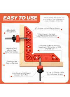 Sherni Sherni Woodworking Right Angle Positioning Tool Set 90 Degree Carpenter Square 4 6 with 8 Clamps for Frames Cabinets and Precise Corner Clamping  - Image 3