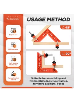 Sherni Sherni Woodworking Right Angle Positioning Tool Set 90 Degree Carpenter Square 4 6 with 8 Clamps for Frames Cabinets and Precise Corner Clamping  - Image 5