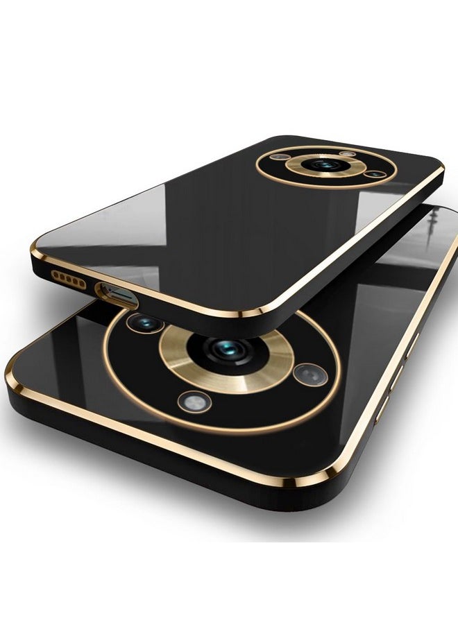 ذا جيفت كارت - جراب خلفي فاخر من TheGiftKart مصنوع من مادة TPU مطلي بالذهب لهاتف Realme Narzo 60 Pro 5G | حواف مرتفعة لحماية الكاميرا والشاشة | تصميم مقاوم للصدمات | جراب خلفي أنيق لهاتف Realme Narzo 60 Pro 5G (أسود) - Image 1