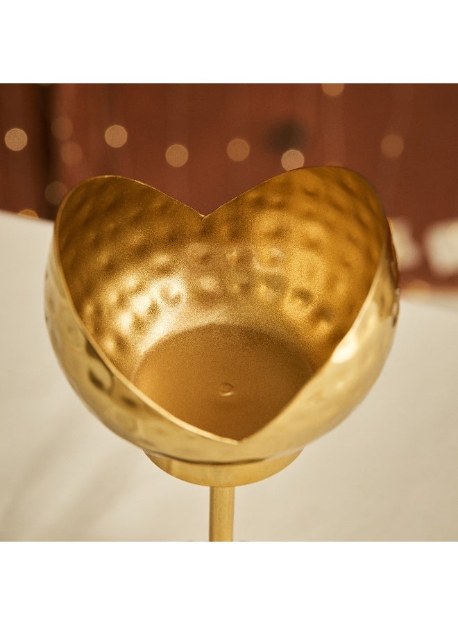 Home Box Kumudh Noore Hammered Decorative Candleholder - 10x9.5x21 cm - Image 3