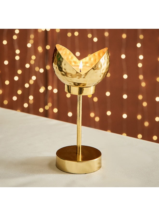 Home Box Kumudh Noore Hammered Decorative Candleholder - 10x9.5x21 cm - Image 1