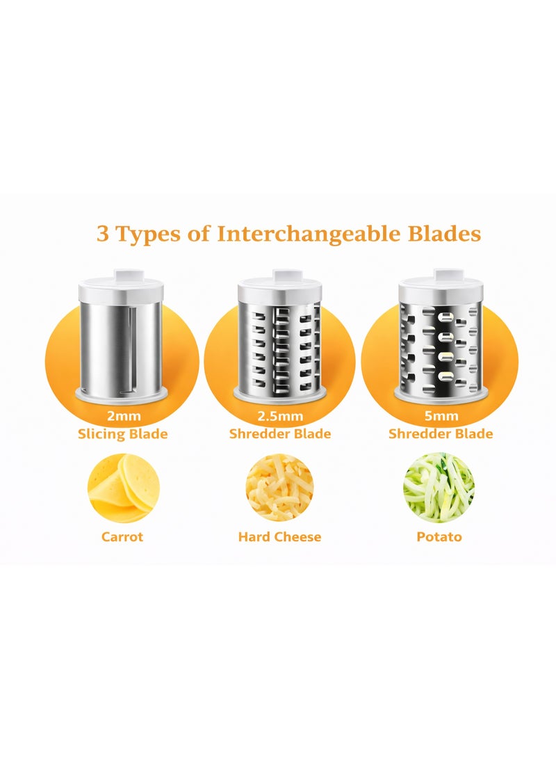 Denx Electric Vegetable Slicer & Cheese Grater 3 Interchangeable Blades Automatic Vegetable Cutter Electric Salad Maker Potato Carrot Cheese Shredder Kitchen Food Processor - Image 3