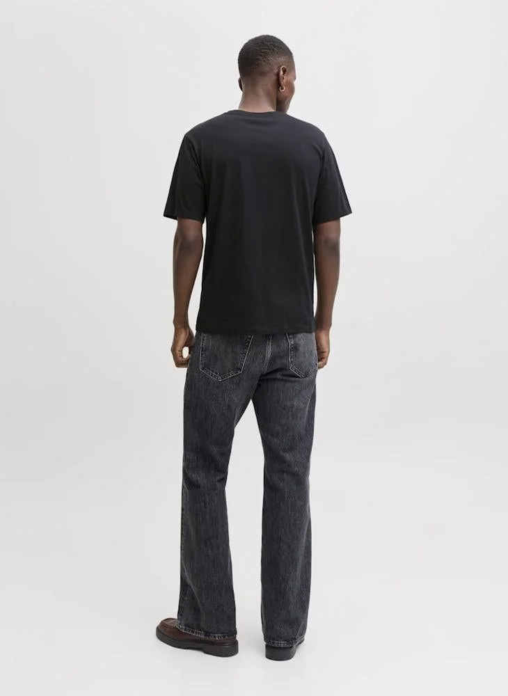 جاك اند جونز تيشيرت بياقة دائرية مزين برسمة