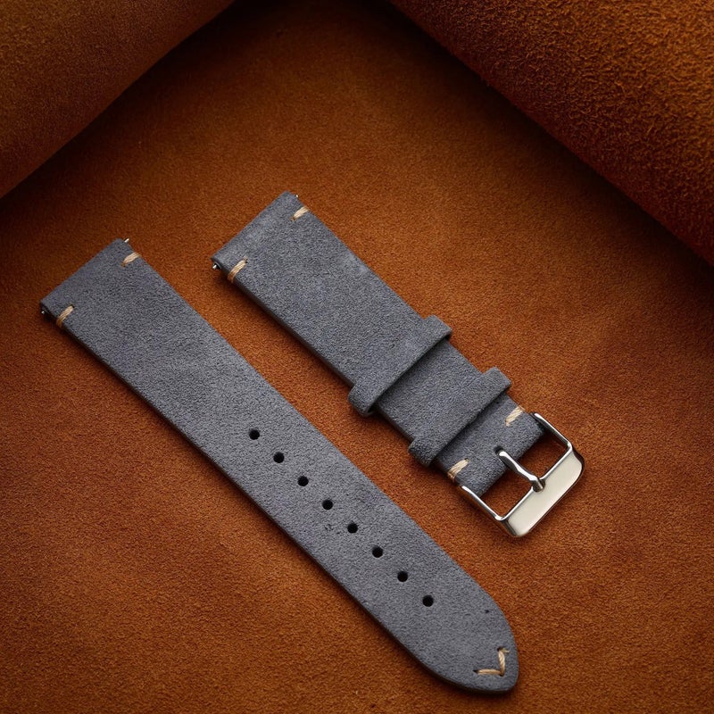 Bluejw Replacement Leather Fur Watch Strap for Garmin Samsung Huawei Fitbit Smart Watches – 14mm 16mm 18mm 20mm 22mm Bands - Image 3