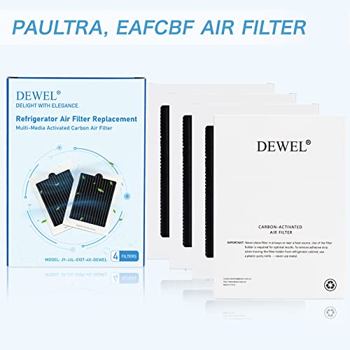 DEWEL Refrigerator Air Filter Replacement for Frigidaire PAULTRA Pure Air Ultra, Compatible with Electrolux EAFCBF, Kenmore, Freshen Your Fridge with Activated Carbon Air Filter - Part 242061001-4PCS - Image 2