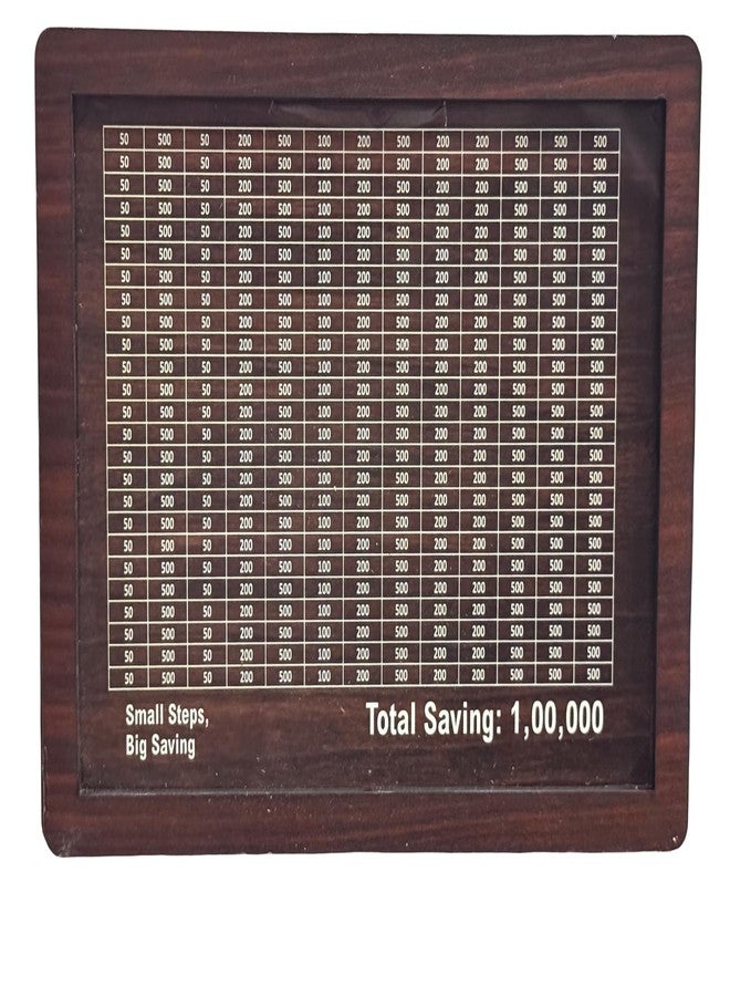 VICORP Wooden Money Bank, Coin Box with Carved Design for Kids/Children, Savings Challenge Box, Cashbox, Cash Vault Wooden Savings Box, Wooden Coin Piggy Bank - Image 1