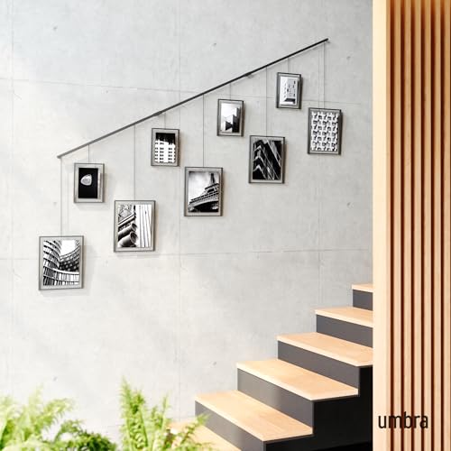 Umbra Exhibit Picture Frame Gallery Set Adjustable Wall Collage Displays Nine Photos Four 5x7 and Five 8x10 Set of 9 Black - Image 3