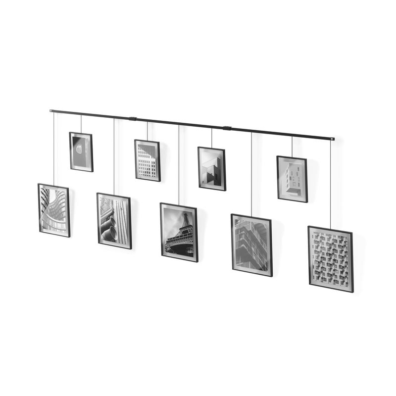 Umbra Exhibit Picture Frame Gallery Set Adjustable Wall Collage Displays Nine Photos Four 5x7 and Five 8x10 Set of 9 Black - Image 2
