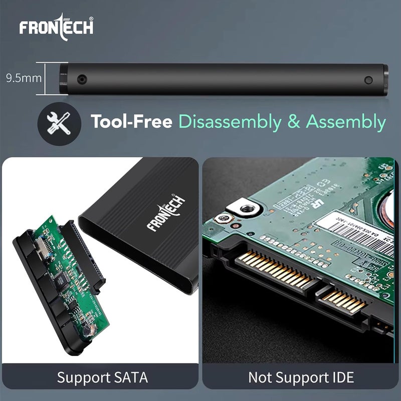 FRONTECH Hard Disk Casing 2.5 USB 3.0 HDD Enclosure Case Cover SATA to USB 3.0 External Hard Drive Case for Computer Hard Disks, (NC-0031- Black) - Image 5