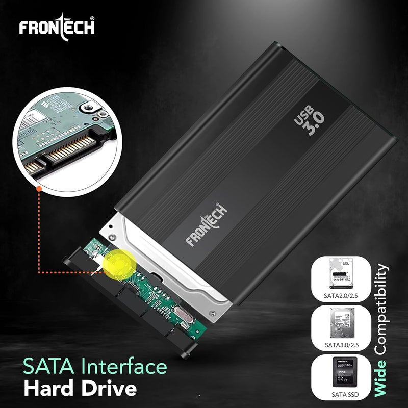 FRONTECH Hard Disk Casing 2.5 USB 3.0 HDD Enclosure Case Cover SATA to USB 3.0 External Hard Drive Case for Computer Hard Disks, (NC-0031- Black) - Image 3