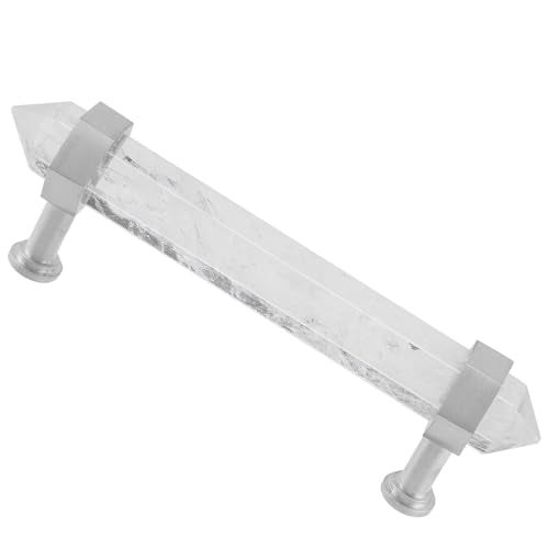 mookaitedecor Brushed Stainless Steel with Rock Quartz Double Crystal Points Drawer Pulls Cabinets Handles Door Knobs for Dresser Cupboard Kitchen Decor - Image 1