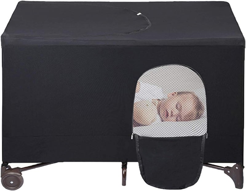 Pack N Play Blackout Cover for Littles, Baby Crib Canopy Cover, Baby Sleep Pod, Stretchy Blackout Tent, Breathable Portable Travel Crib Shades, Lightweight and Portable Crib Night Cover for Travel - Image 1