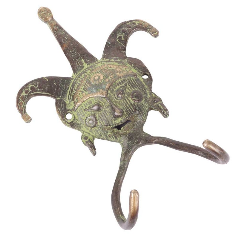 Indian-Shelf IndianShelf 1 Pack Key Holders Lady Face Vintage Brass Decorative Wall Hooks for Hanging Unique Coat Rack Wall Mount Antique Towel Hangers Multicolor - Image 1