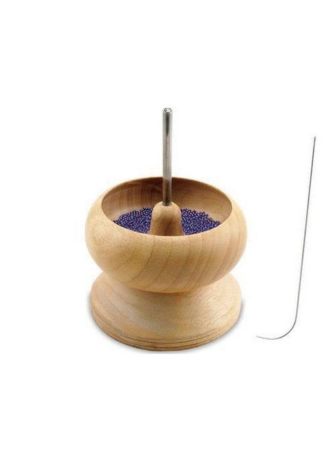 Beadsnfashion Wooden Spin and String Beading Spinner Jewellery Making Tool with 2 Pcs Curved Needle, Size 4 Inches