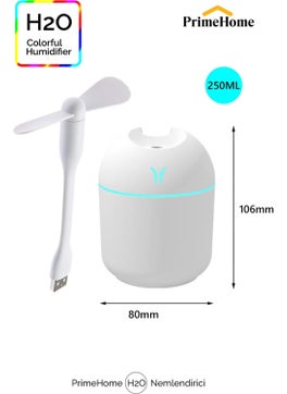 Primehome H2O Humidifier air Ultrasonic Ambient Room Humidifier Steam Machine 250ML+ USB Mini Fan Gift - pzsku/Z38E05AF31E31A2C995CBZ/45/_/1725892532/23ec11c7-c821-4d47-950b-0975ec53e3f1