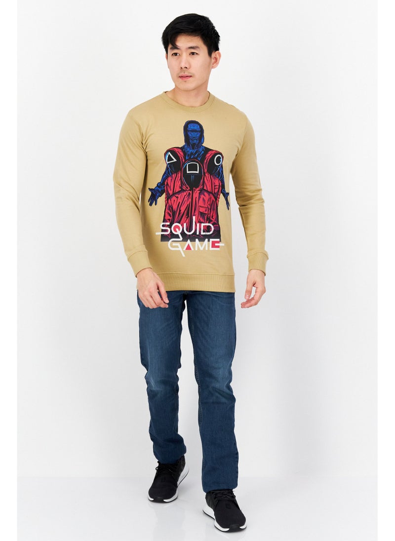 NETFLIX Men Crew Neck Printed Long Sleeves Sweatshirt, Tan - Image 5