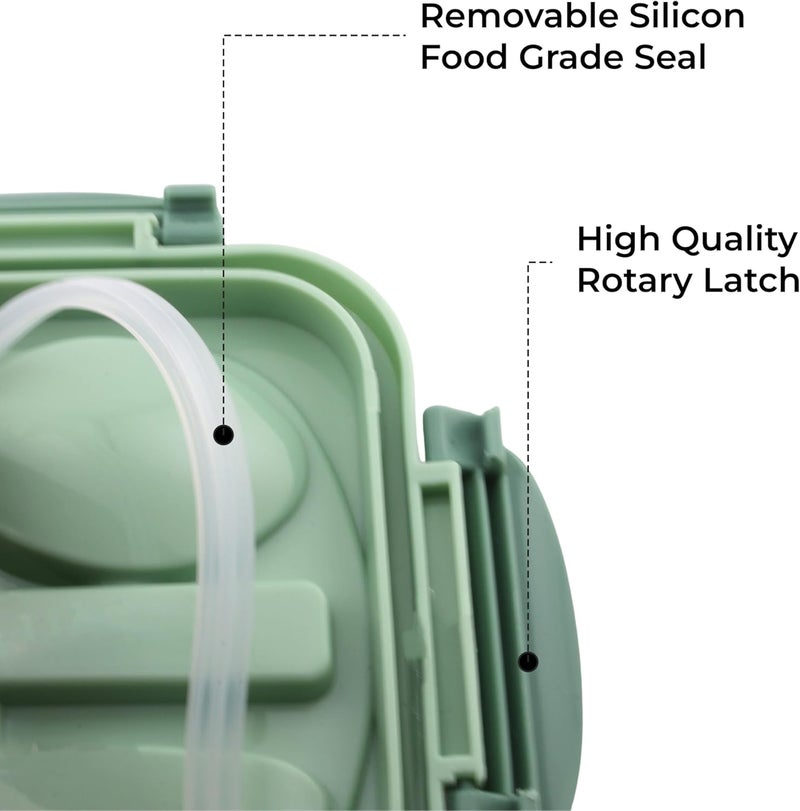 Cravista Stainless Steel Bento Box for Kids and Adults – 1200ML Leakproof Bento Lunch Box with Cutlery Set – BPA Free Lunchbox Tiffin for Office and School (Green) - Image 4