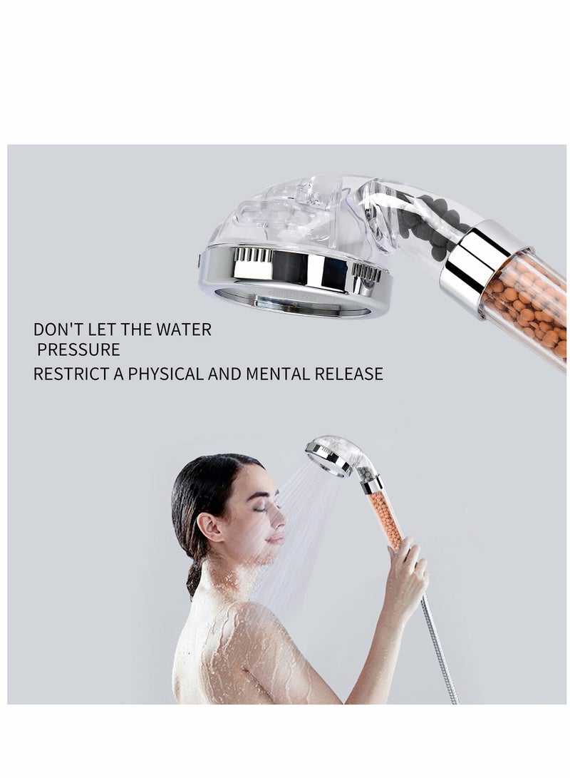 Excefore Shower Head Filter, Handheld Shower Heads Water Saving Filtration with 3 Spray Settings, Low/Rainfall/High Pressure Handheld Shower Heads for Hard Wate, Lucency  - Image 2