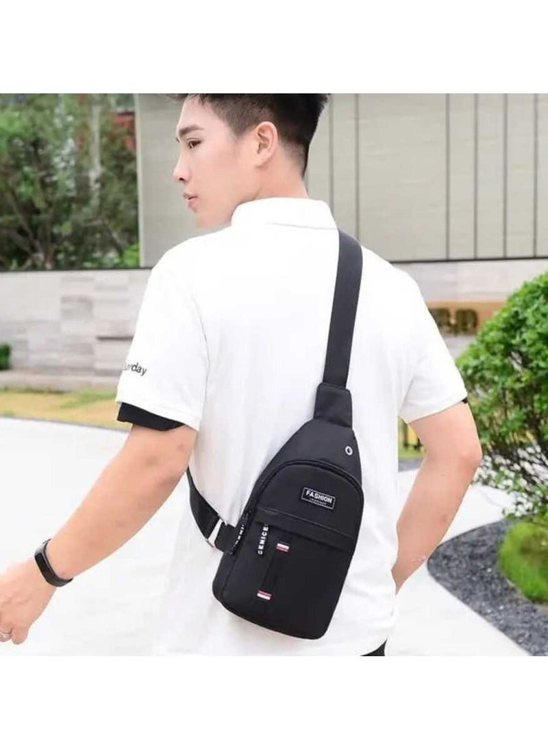 FASHION - Chest and shoulder bag, lightweight and suitable for traveling and walking for long periods, elegant bag made of fabric, Dark Blue - Image 1