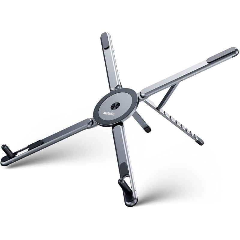 Mowsil 3-in-1 Magnetic Universal Laptop, Tablet & Phone Stand with Foldable aluminum alloy Desktop Holder,Adjustable Heights & Viewing Angles for MacBook, iPad, iPhone, Surface & More - Image 1