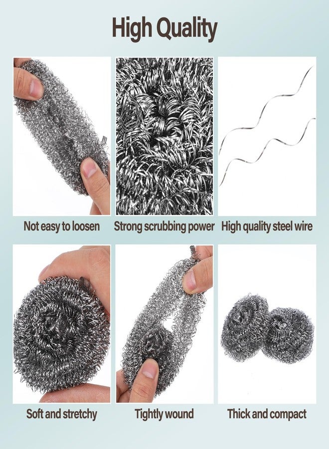 Kifmurase 100Pcs Steel Wool Scrubber Pads, Bulk Steel Wool Scrubber, Metal Sponge Wire Scouring Pad, Heavy Duty Dishwashing Scouring Pads for Cleaning Dishes, Pans, Pots, Ovens, Grills, Sinks - Image 3