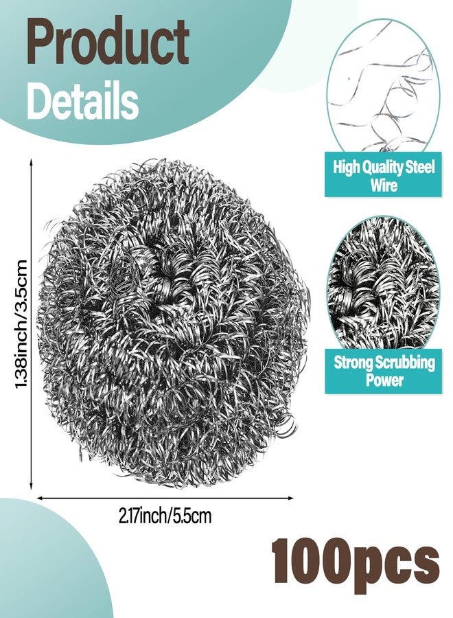 Kifmurase 100Pcs Steel Wool Scrubber Pads, Bulk Steel Wool Scrubber, Metal Sponge Wire Scouring Pad, Heavy Duty Dishwashing Scouring Pads for Cleaning Dishes, Pans, Pots, Ovens, Grills, Sinks - Image 2