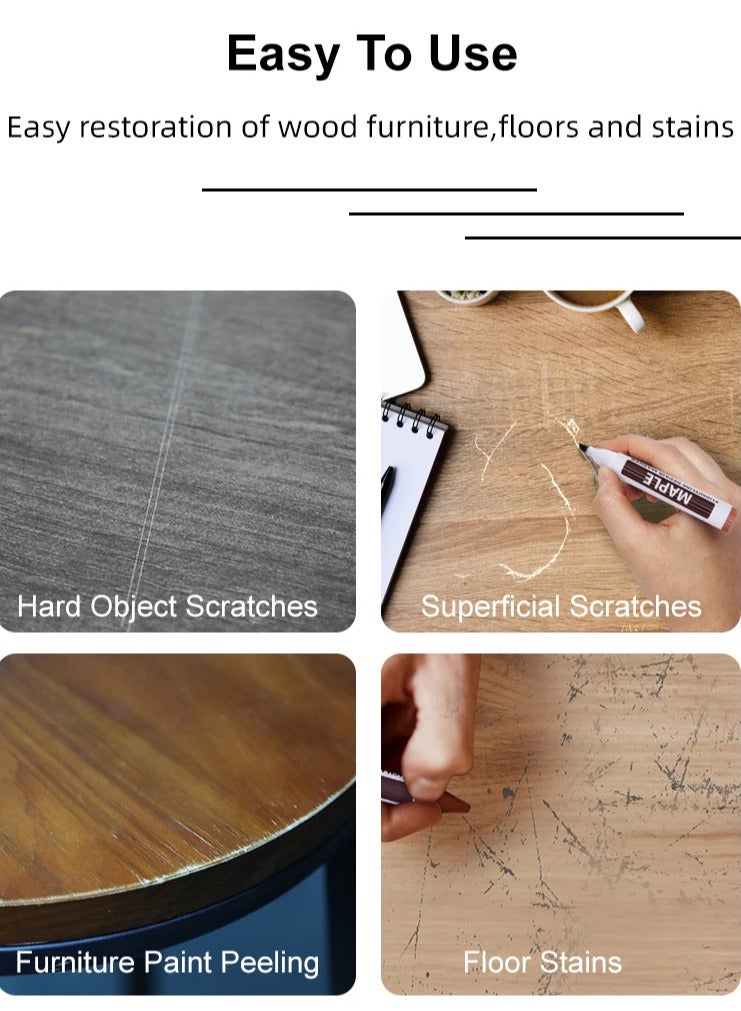  ثري ماكس طقم أقلام إصلاح الأثاث الخشبي مع أعواد الشمع والمبراة لإصلاح الخدوش والبقع في الطاولات والأبواب والأرضيات - Image 2