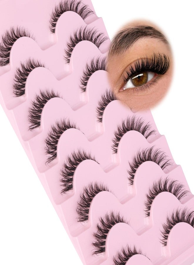GVEFETIEE False Eyelashes Fox Eye 8 Pairs Pack 40D Natural Look Fluffy Wispy Cat Eye Lashes Soft Faux Mink Lashes Lightweight D-Curl Clear Band Eyealshes by GVEFETIEE - Image 2