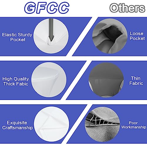 GFCC 4 Foot (48") Table White Round Stretch Tablecloth Spandex Fitted Stretchable Elastic Tablecloth - Image 2