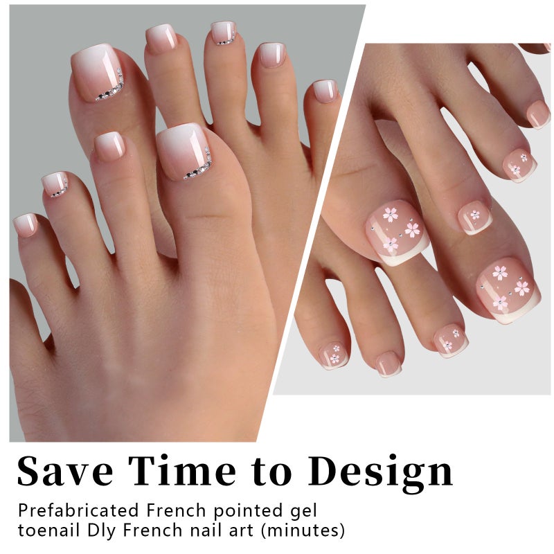 120PCS French Gel Toenail Tips French Tips Press on Nails 12 Sizes Fake Nails False Toe Nail Wearable Tips for Nail Art DIY - Image 5
