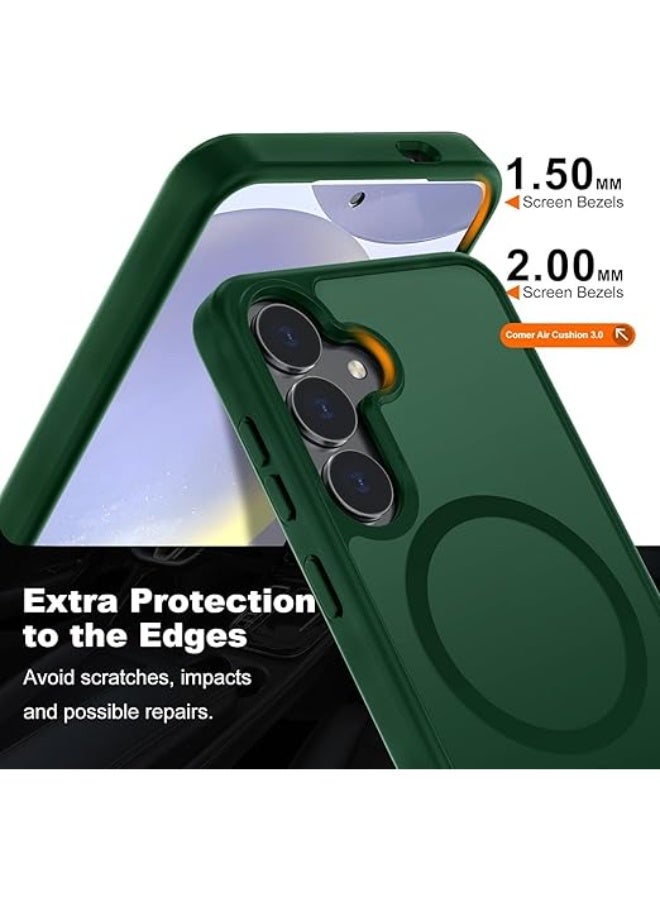 Designed for Magnetic Samsung Galaxy S22 Case,[Compatible with MagSafe] [Military Grade Drop Protection] Slim Translucent Matte Shockproof with Anti-Fingerprint Phone Case (Green) - Image 2