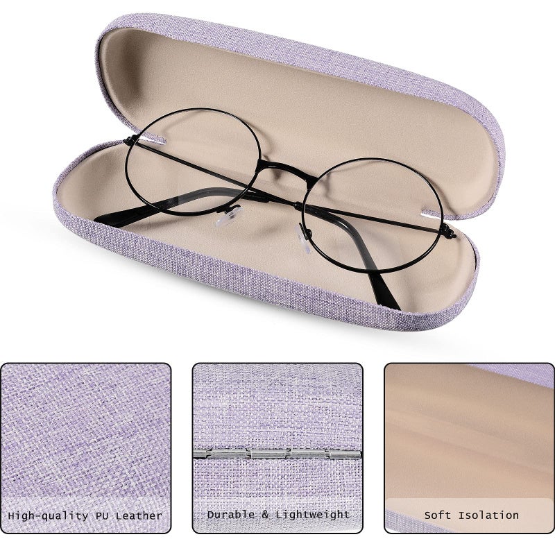 Frienda Frienda 2 Set Hard Shell Fabric Eyeglasses Case Kit Women Men Glasses Protective Case Storage Bag Glasses Chain Cleaning Cloth (Pink, Purple)  - Image 2