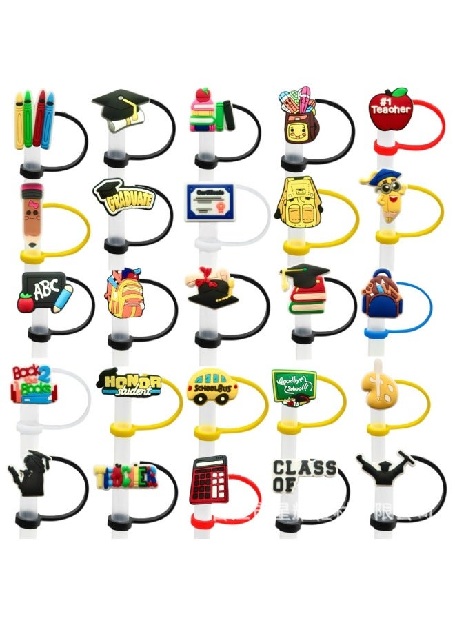 Graduation Season Theme Straw Cap Reusable Straw Plug Cute Cartoon Dust Cap Straw Cap Wholesale-Color:21-Specifications:8mm - Image 2