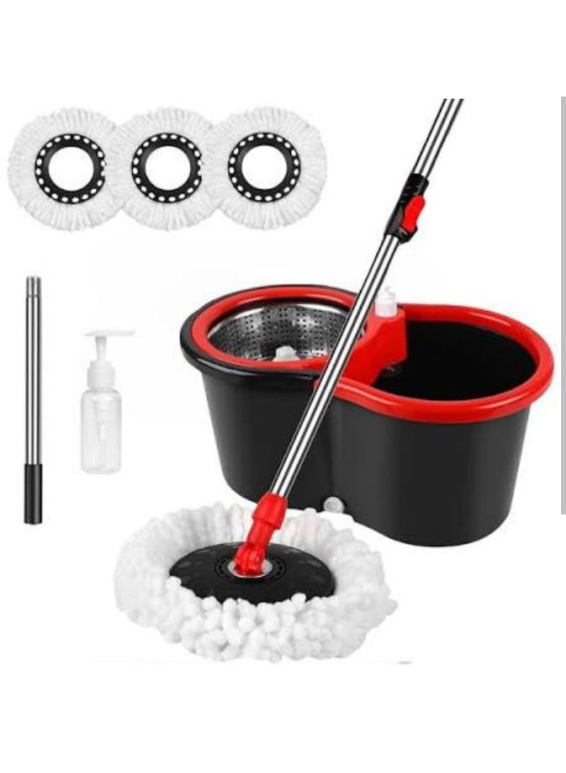 ممسحة تنظيف بدلو دوران 360 درجة مع يد تلسكوبية قابلة للتعديل ورأس مايكروفايبر قابلة للتبديل للتنظيف العميق لجميع الأسطح - Image 5