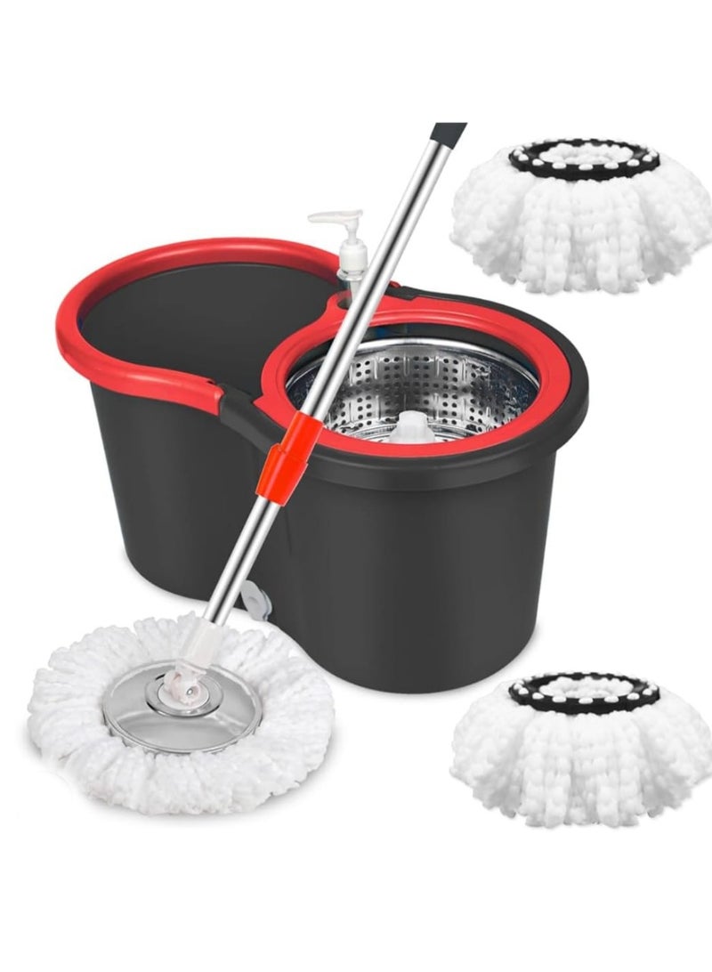 ممسحة تنظيف بدلو دوران 360 درجة مع يد تلسكوبية قابلة للتعديل ورأس مايكروفايبر قابلة للتبديل للتنظيف العميق لجميع الأسطح - Image 1