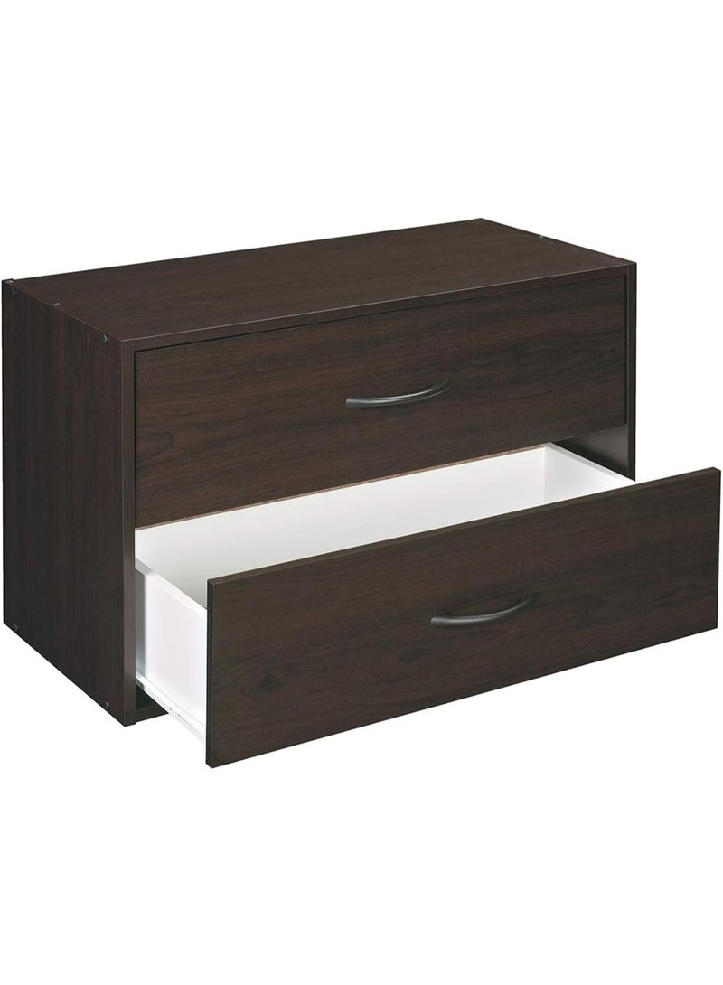 ClosetMaid 2 Tier Stackable Wooden Drawer Storage Organizer with Handles for Home, Office, Closet, Bedroom, and Bathroom, Espresso - Image 1