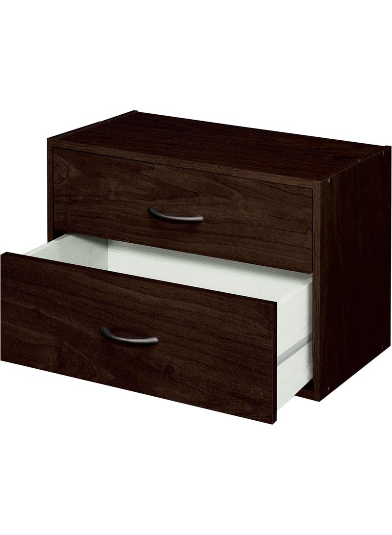 ClosetMaid 2 Tier Stackable Wooden Drawer Storage Organizer with Handles for Home, Office, Closet, Bedroom, and Bathroom, Espresso - Image 4