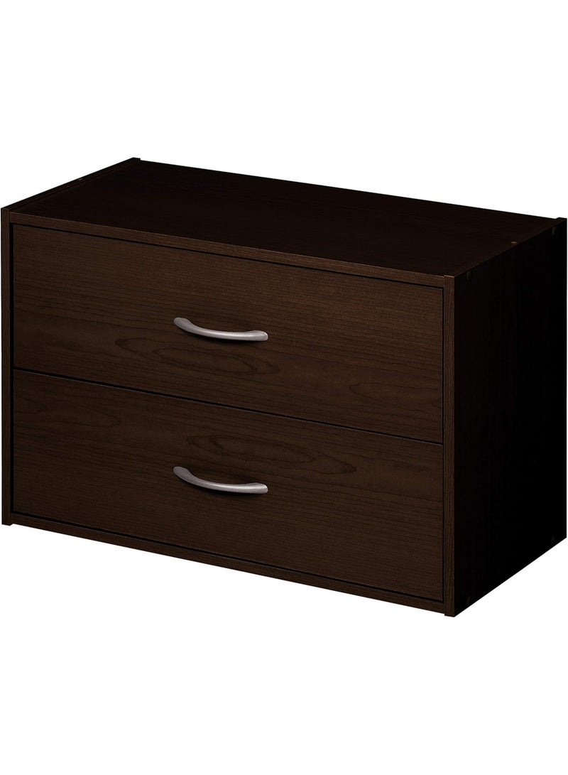 ClosetMaid 2 Tier Stackable Wooden Drawer Storage Organizer with Handles for Home, Office, Closet, Bedroom, and Bathroom, Espresso - Image 2