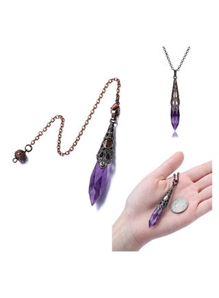Natural Amethyst Dowsing Pendulum Dowsing Pendulum Necklace with Chain and Crystal Ball for Divination Protection Meditation Energy Generator Natural Amethyst Crystal Pillar Pendant - pzsku/Z38E0B4D30273B052C230Z/45/_/1698454561/b5fe1131-ed9b-4c9b-ab07-37b33549af60
