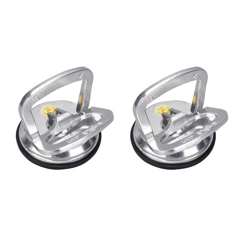 SOLUDE 2Pack Aluminium Vacuum Heavy Duty Suction Cup Lifter for Glass Window Tiles Mirror GraniteGripper Sucker PlateDouble Handle LockingSingle Plate
