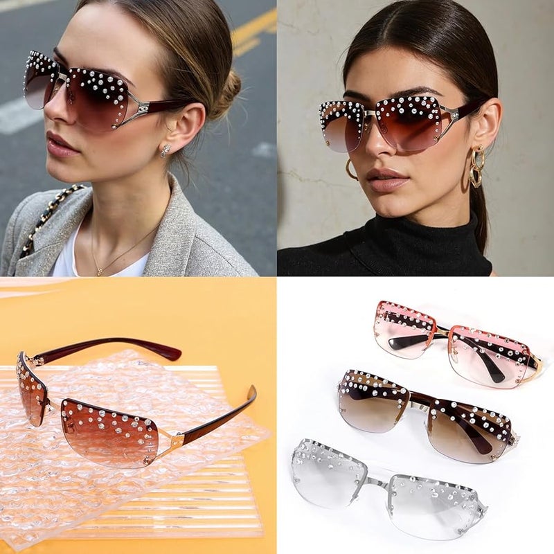 نظارات شمسية معدنية بدون إطار للفتيات والأولاد، إكسسوارات سفر وهيب هوب ودعائم تصوير، الحجم كما هو موضح - Image 3