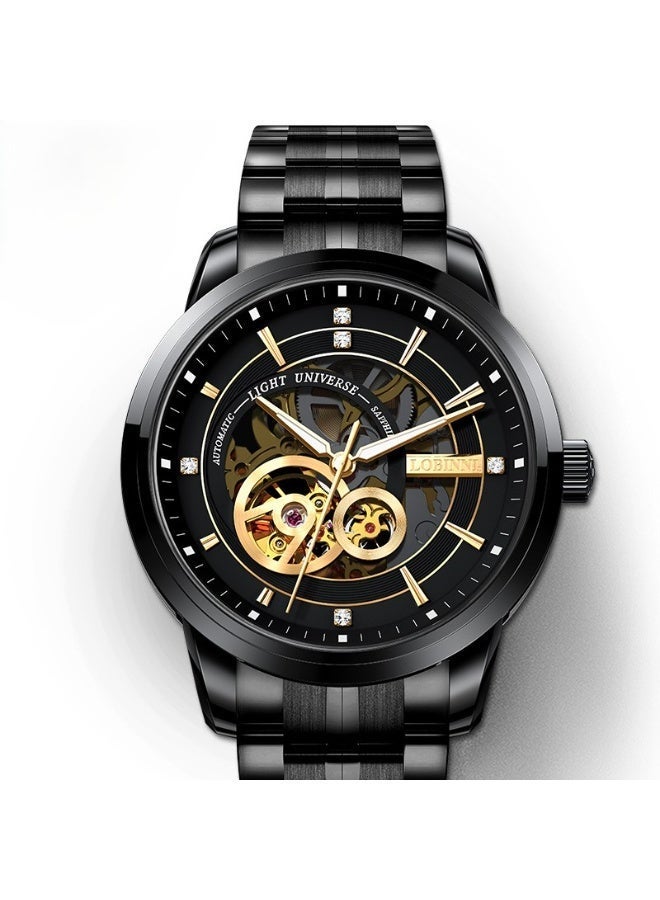 لوبيني ساعة ميكانيكية أوتوماتيكية بتصميم هيكل عظمي وسوار فولاذي 42 مم - Image 1