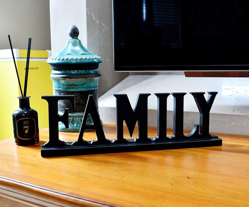 E-view Wooden Family Sign for Home Decor - Decorative Letters Tabletop Word Plaque Home Décor Accents - Image 3