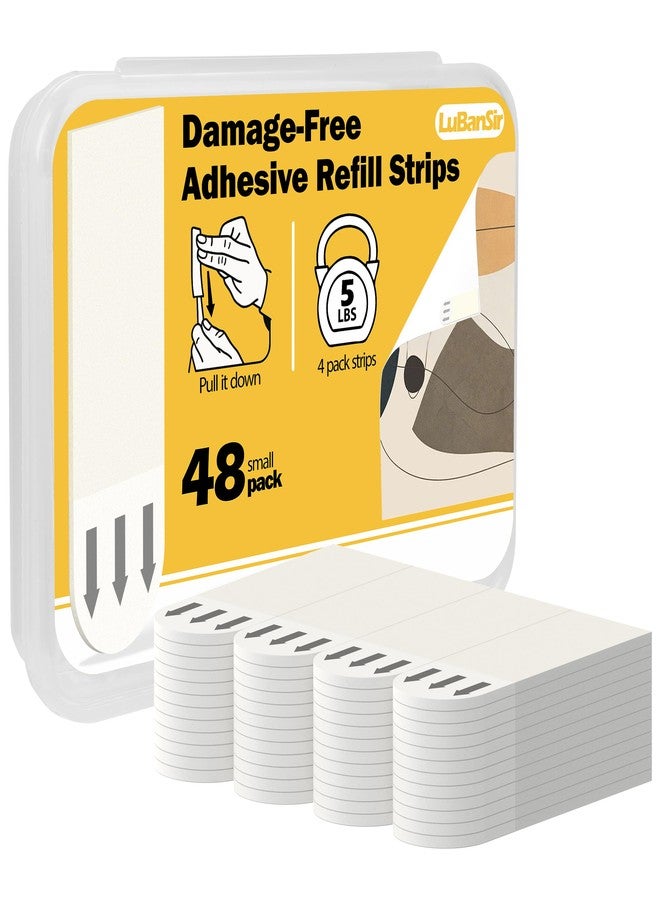 LuBanSir 48Pack Refill Adhesive Strips, No Tools Removable Double Refill Strips, Damage Free Wall Adhesive Strips for Indoor Hooks and Home Decorations, Small - Image 1