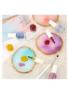 SYOSI Resin Nail Art Palette, 2 Pcs Nail Art Painting Mixed Color Palettes Gold Edge Nail Holder Nail Art Display Board  - Image 4