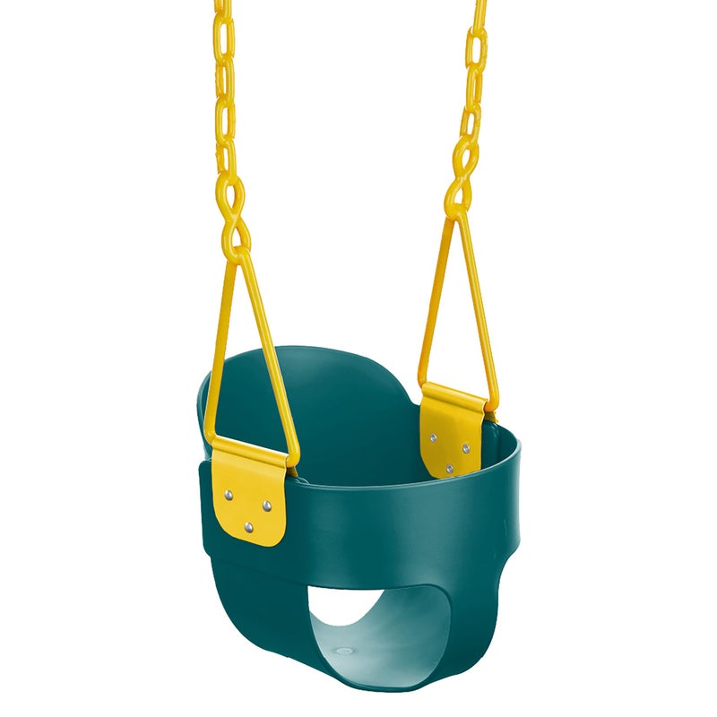 Squirrel Products Deluxe High Back Full Bucket Toddler Swing with Exclusive Chain  Triangle Dip Pinch Protection and Carabiners for Easy Install  Green  Squirrel Products - Image 2
