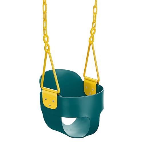 Squirrel Products Deluxe High Back Full Bucket Toddler Swing with Exclusive Chain  Triangle Dip Pinch Protection and Carabiners for Easy Install  Green  Squirrel Products - Image 1