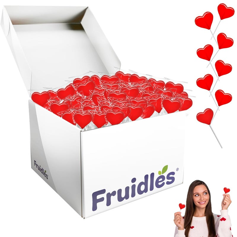 Fruidles Valentines Day Lollipops Mini Red Heart Shaped Strawberry Flavored Lollipop, Individually Wrapped, 5g Lollipops (400 Lollipops) - Image 1