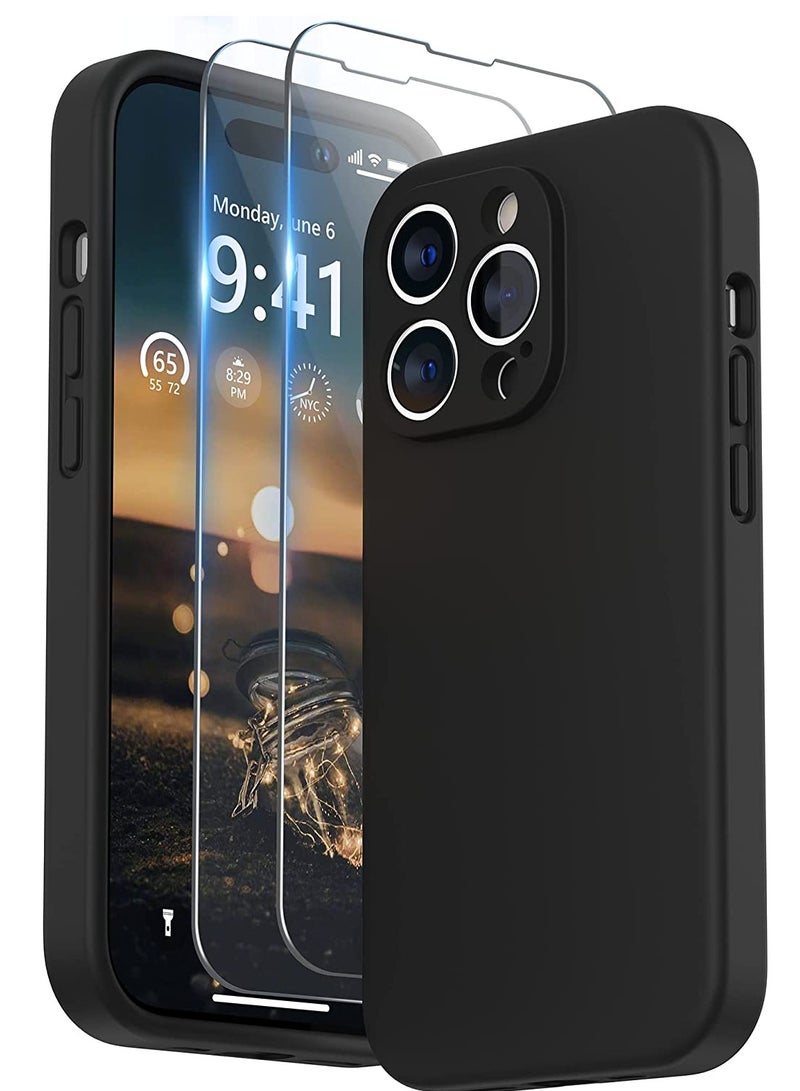 Compatible with iPhone 14 Pro MAX with Screen Protector, Silicone Case with Camera Protection, Case Compatible with iPhone 14 Pro MAX 6.7" (Black) - Image 1