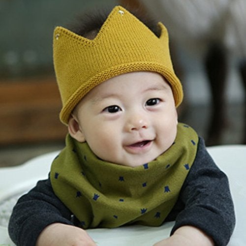 Patiky Baby Crown Hat Boys Girls Knit Headband Birthday Party Warm Crochet Beanie for Toddler Child PTK20 (Yellow) - Image 2